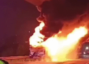Nahas! Bus Terbakar di Tol Karawang Barat KM 47