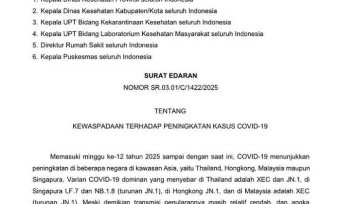 Kemenkes Terbitkan Edaran Waspada COVID-19