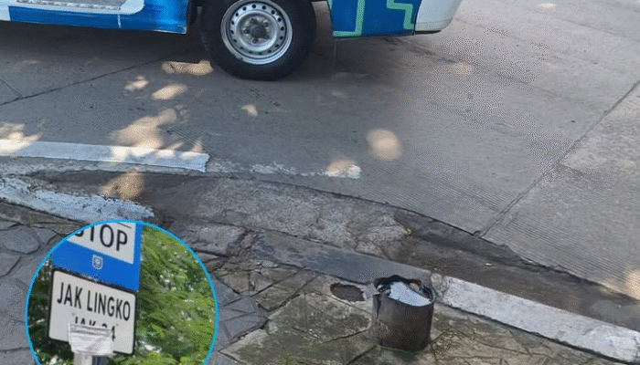 Miris! Rambu Halte Jaklingko di Jalan Yos Sudarso Raib Dicuri