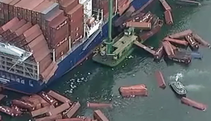 Insiden di Long Beach, Puluhan Kontainer Kapal Kargo Tergelincir ke Laut