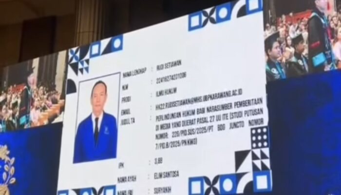Jurnalis iNews TV Raih Predikat Wisudawan Terbaik Fakultas Hukum UBP Karawang