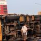 Dua Truk Terguling di Pangulah, Lalu Lintas Pantura-Cikampek Macet hingga Belasan Kilometer