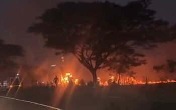 Lahan Kosong Dekat Tol Karawang Barat Terbakar, Asap Tebal Ganggu Pengendara