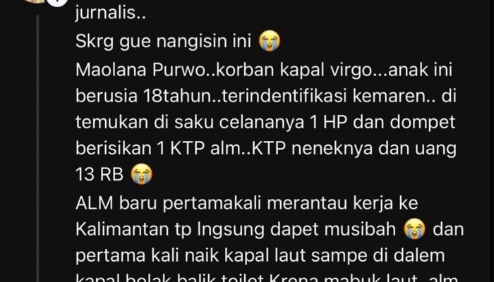 Kisah Pilu Maulana, Perantau Cilacap Korban KM Virgo Transport 8