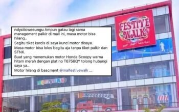 STNK dan Kunci Masih Dibawa Pemilik, Sebuah Motor Hilang dari Parkiran Festive Mall Karawang
